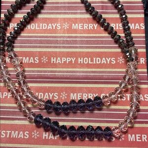 NWT Versona Beaded Necklace Pink Purple Sparkle Multi-strand Classic Princess